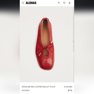 Alohas Rosalinda Red Leather Flats size 7/7.5/38